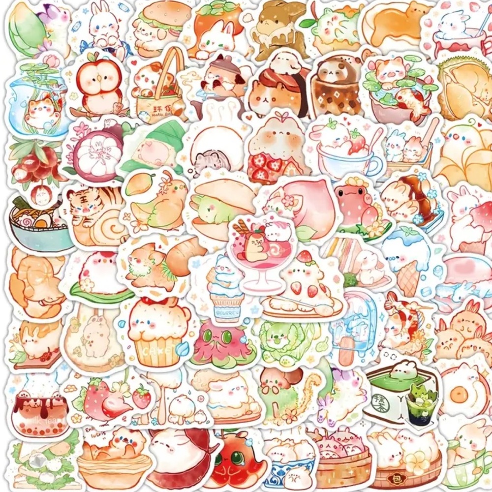 Cute Animal and Food Sticker Collection pack of 20